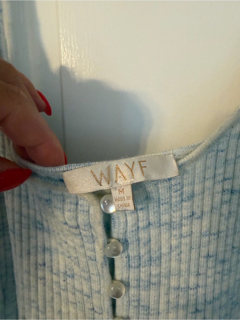 Wayf Light Blue Ribbed Button-Front Maxi Dress - Picture 4 of 4
